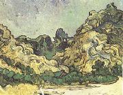 Vincent Van Gogh Mountains at Saint-Remy with Dark Cottage (nn04) France oil painting artist